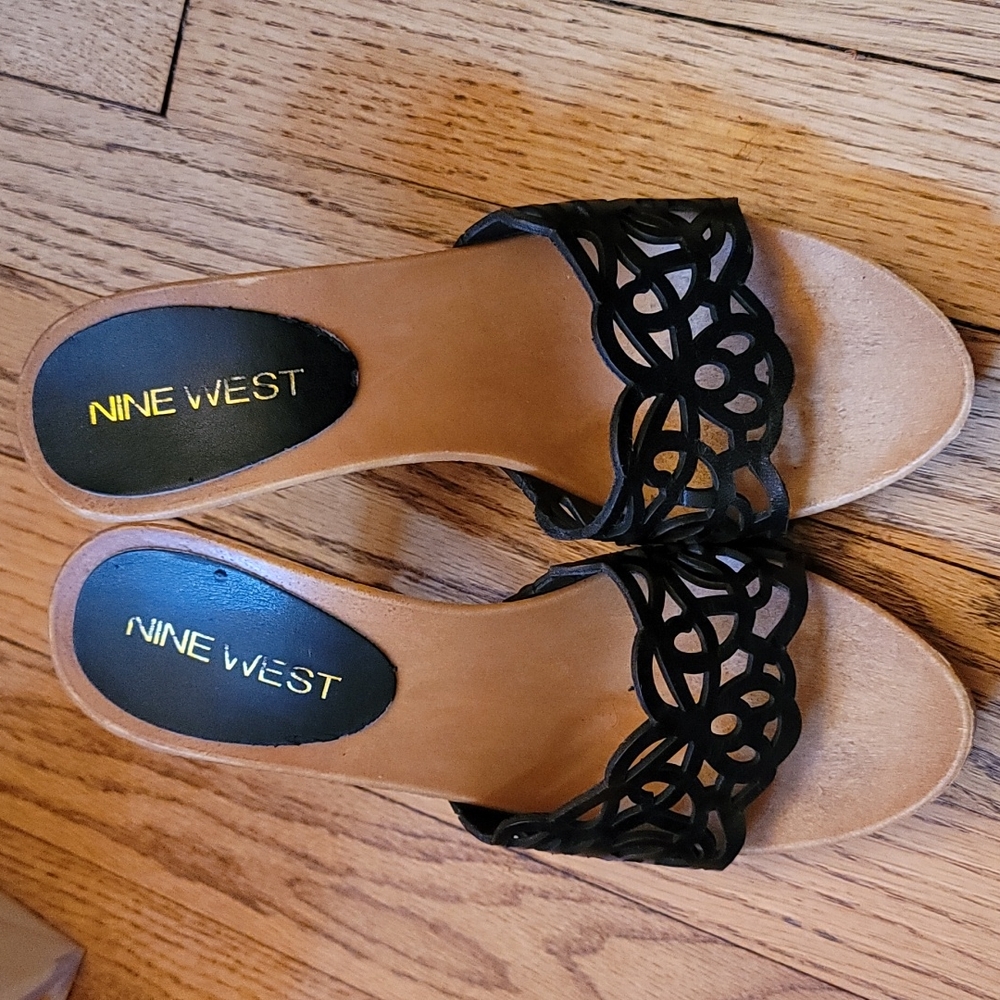 Nine West Black/brown Heeled Slides